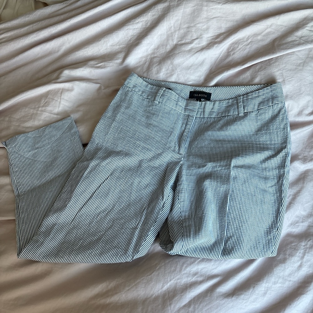 Talbots Navy and White Pinstripe Trousers